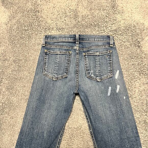 Rag & Bone Jeans Womens 25 10” Cropped Flare Raw Hem Blue Denim Pants - Picture 2 of 12
